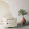 Nessa Glider, Olive Green Cotton-Linen With Espresso Base - Nursery Chairs - 2
