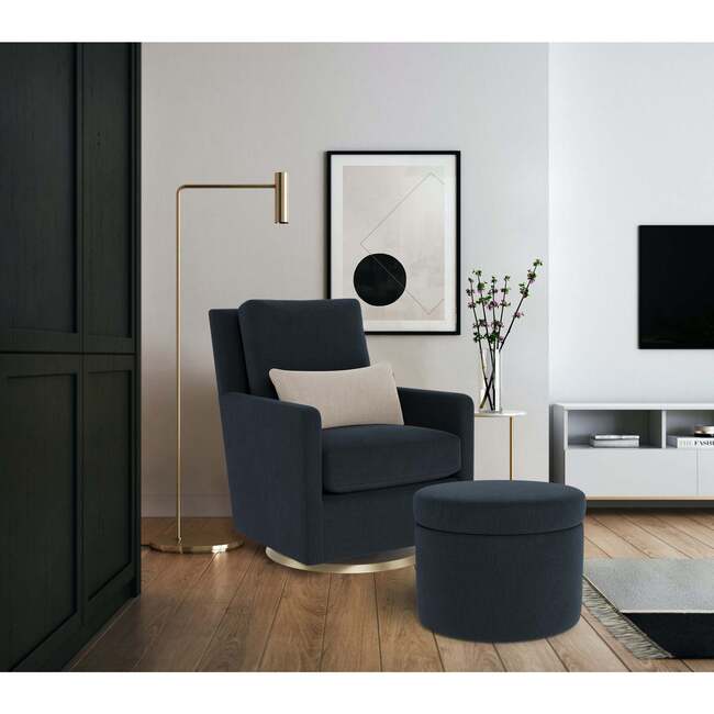 Round Storage Ottoman, Dove Grey Boucle - Ottomans - 2
