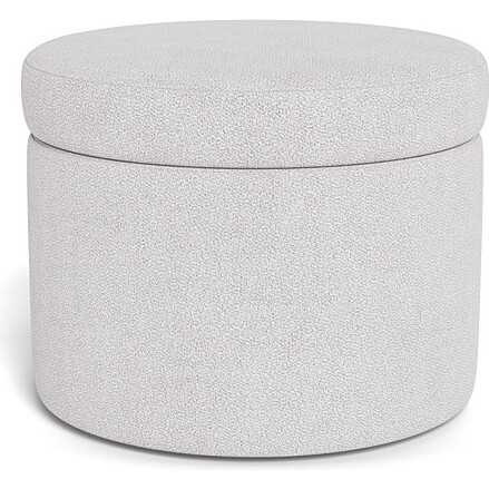 Round Storage Ottoman, Dove Grey Boucle - Ottomans - 3