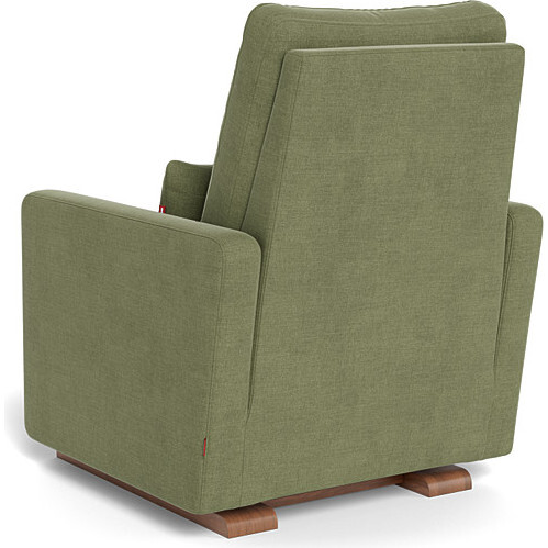 Matera Glider Recliner, Olive Green Cotton-Linen With Walnut Base - Nursery Chairs - 4
