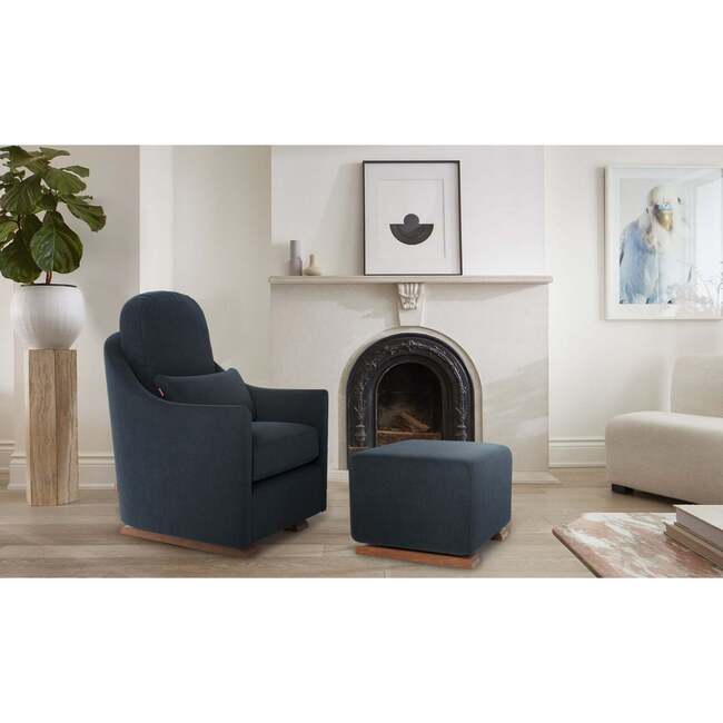 Nessa Glider, Olive Green Cotton-Linen With Espresso Base - Nursery Chairs - 5