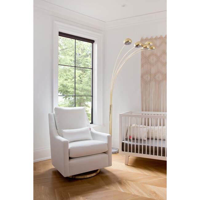 Vera Glider, Sand With Brushed Steel Swivel Base - Nursery Chairs - 5