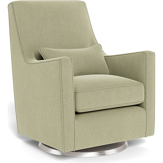 Luca Glider, Sage Green With Brushed Steel Swivel Base