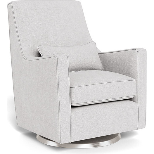 Luca Glider, Dove Grey Boucle With Brushed Steel Swivel