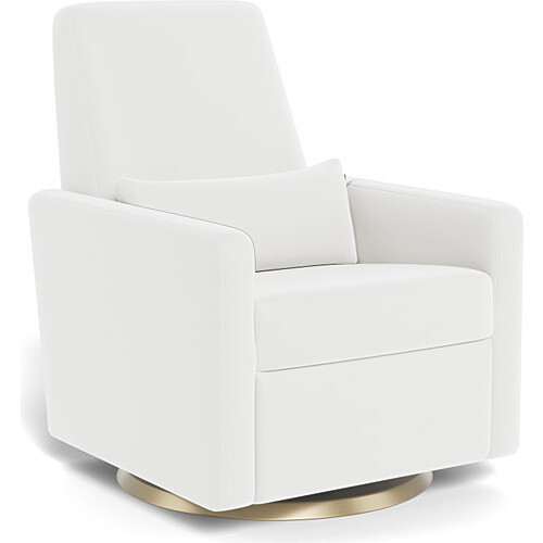 Grano Glider Recliner, White Enviroleather With Gold Swivel Base