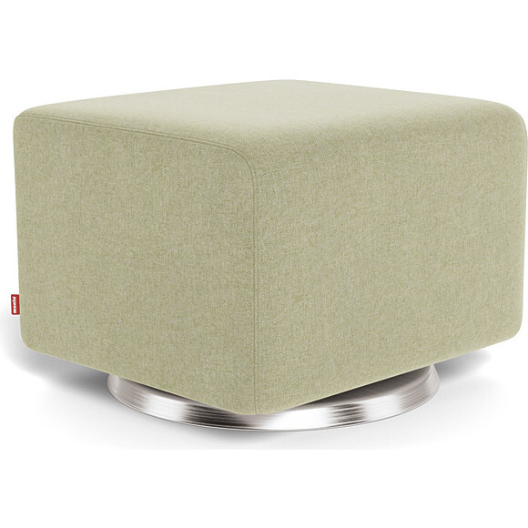 Glider Ottoman, Sage Green With Brushed Steel Swivel Base