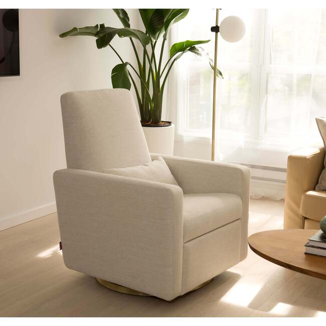 Grano Glider Recliner, Dune With Gold Swivel Base - Nursery Chairs - 2