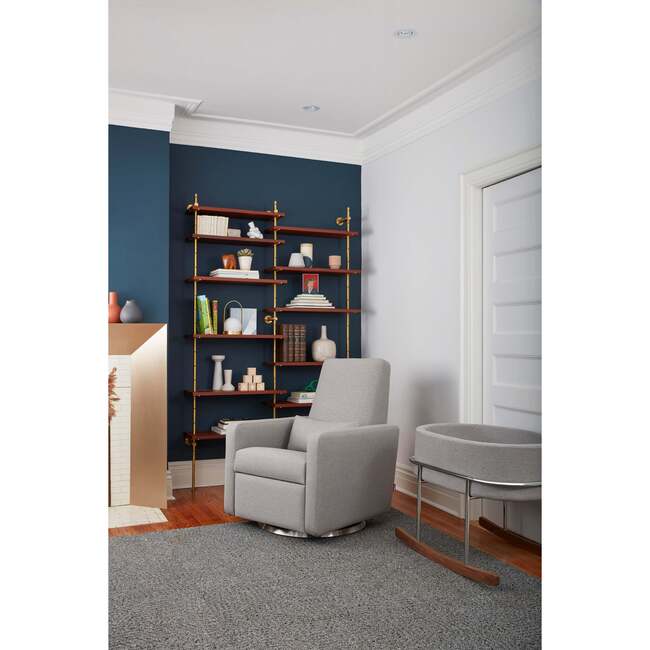 Grano Glider Recliner, Fog Grey With Gold Swivel Base - Nursery Chairs - 2