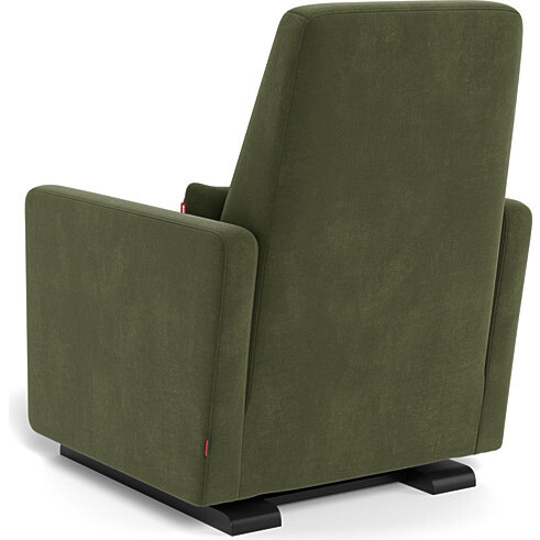 Grano Glider Recliner, Moss Green Velvet With Espresso Base - Nursery Chairs - 4