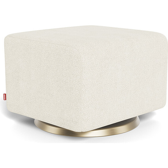 Glider Ottoman, Ivory Boucle With Gold Swivel Base