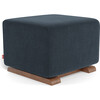 Glider Ottoman, Deep Navy With Walnut Base - Ottomans - 1 - thumbnail