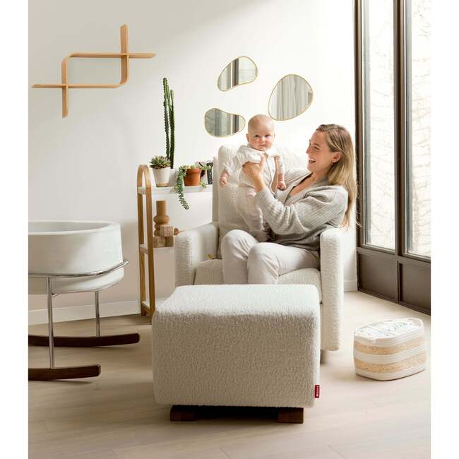 Glider Ottoman, Dune With Espresso Base