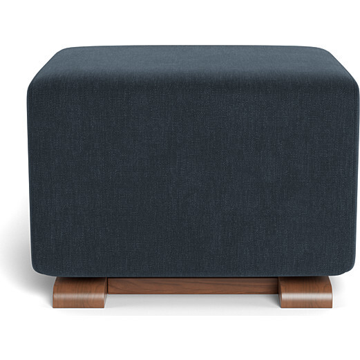 Glider Ottoman, Deep Navy With Walnut Base - Ottomans - 4