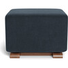 Glider Ottoman, Deep Navy With Walnut Base - Ottomans - 4