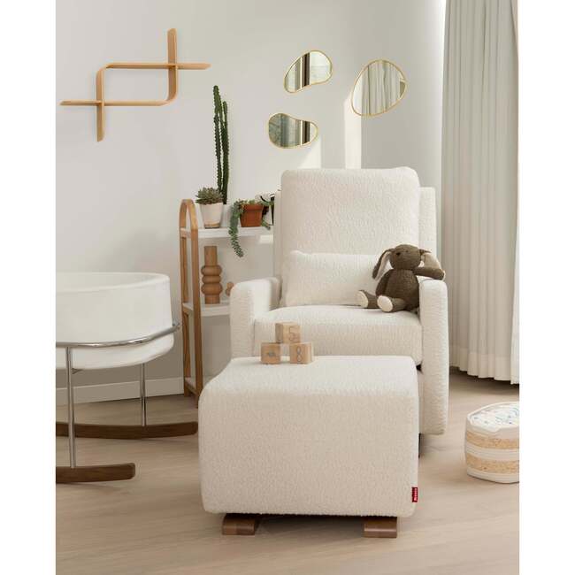 Glider Ottoman, Moss Green Velvet With Espresso Base - Ottomans - 5