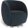Gem Glider, Deep Navy With Brushed Steel Swivel Base - Nursery Chairs - 1 - thumbnail