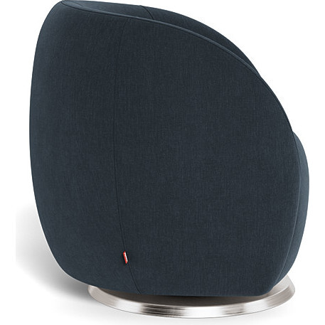 Gem Glider, Deep Navy With Brushed Steel Swivel Base - Nursery Chairs - 3