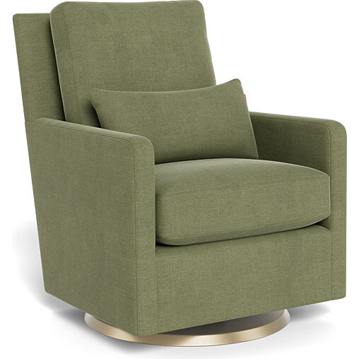 Como Glider, Olive Green Cotton-Linen With Gold Swivel Base