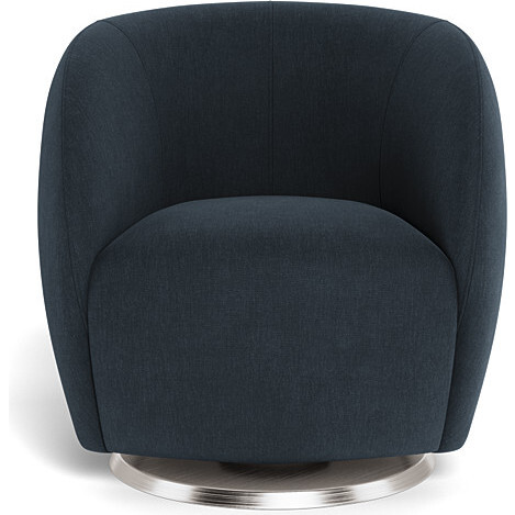 Gem Glider, Deep Navy With Brushed Steel Swivel Base - Nursery Chairs - 5