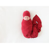 Dark Red Rib Infant Swaddle and Beanie Set, Red - Swaddles - 4