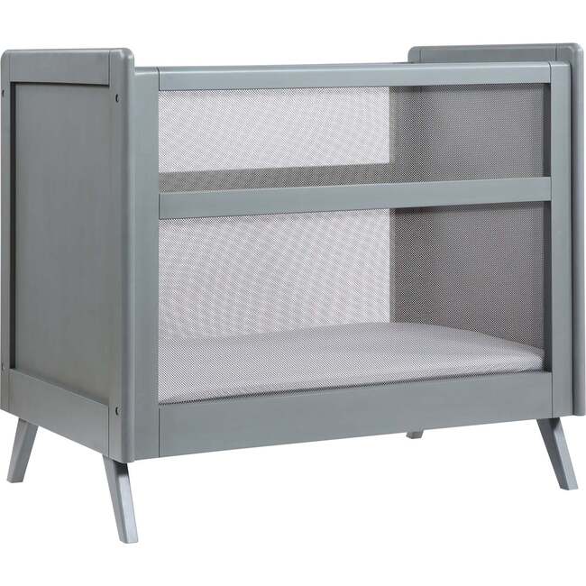 Breathable Mesh 2-in-1 Mini Crib with Mattress, Gray