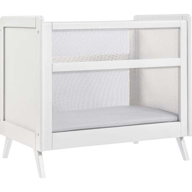 Breathable Mesh 2-in-1 Mini Crib with Mattress, White