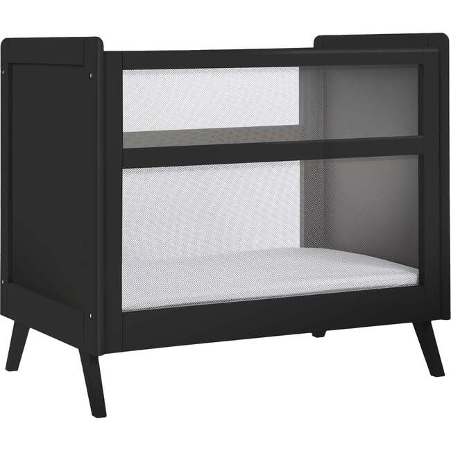 Breathable Mesh 2-in-1 Mini Crib with Mattress, Black
