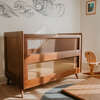 Breathable Mesh 3-in-1 Convertible Crib, Walnut - Cribs - 2