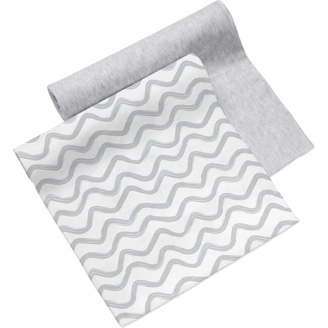 Swaddle Blanket, Watercolor Wave Gray & Gray Heather, 2 Pack