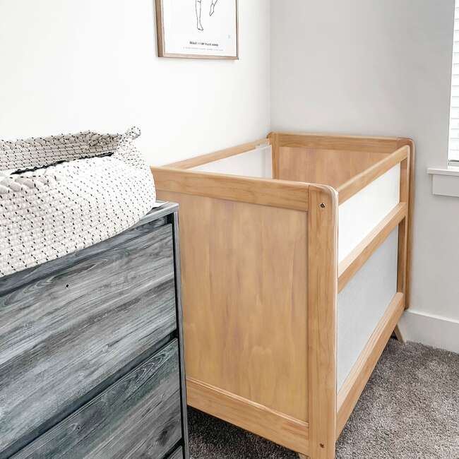 Breathable Mesh 2-in-1 Mini Crib with Mattress, Beech - Cribs - 2