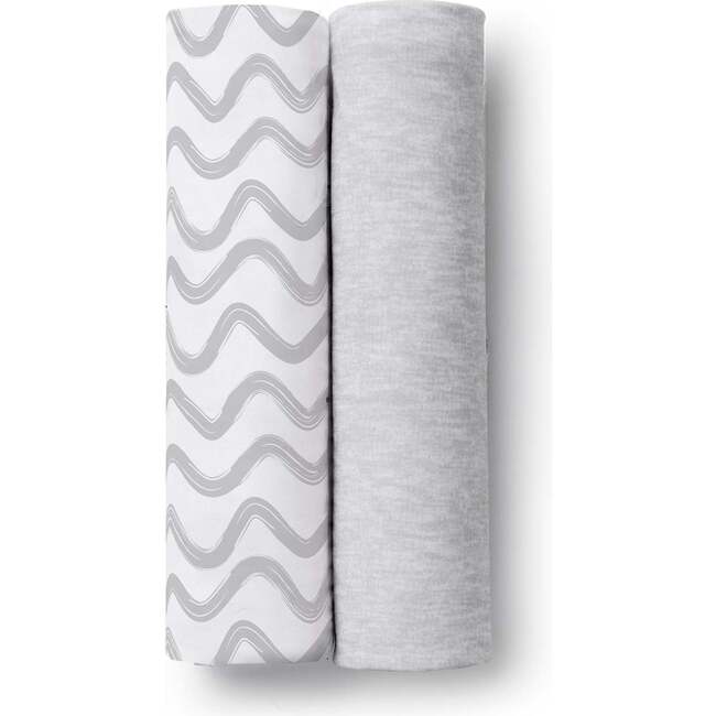 Swaddle Blanket, Watercolor Wave Gray & Gray Heather, 2 Pack - Swaddles - 2