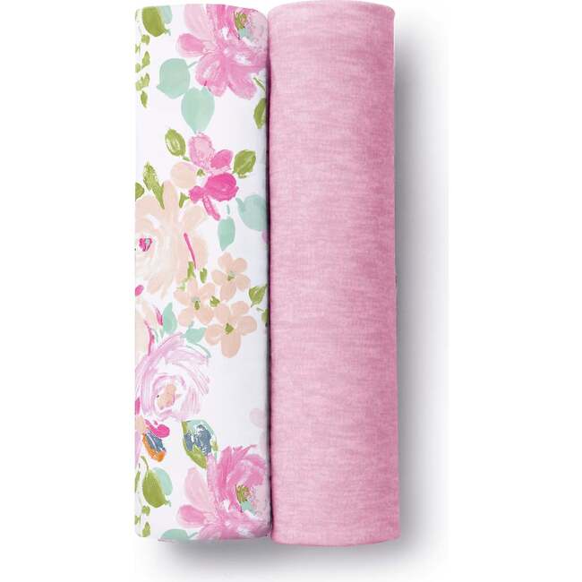 Swaddle Blanket, Watercolor Bloom & Pink Heather, 2 Pack - Swaddles - 2