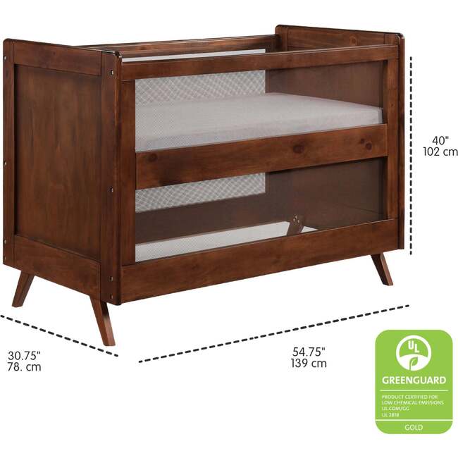 Breathable Mesh 3-in-1 Convertible Crib, Walnut - Cribs - 4