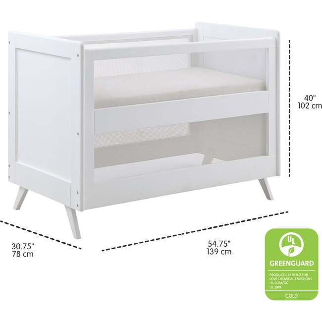 Breathable Mesh 3-in-1 Convertible Crib, White - Cribs - 4
