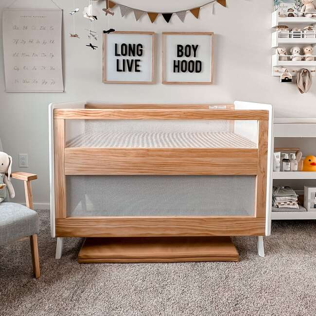 Breathable Mesh 3-in-1 Convertible Crib, Beech & White - Cribs - 2