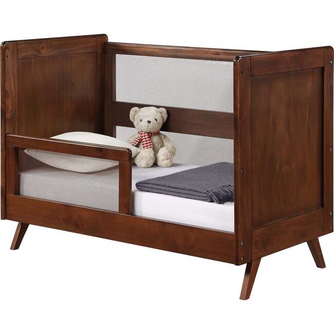 Breathable Mesh Toddler Bed Conversion Kit for 3-in-1 Convertible Crib, Walnut - Cribs - 5