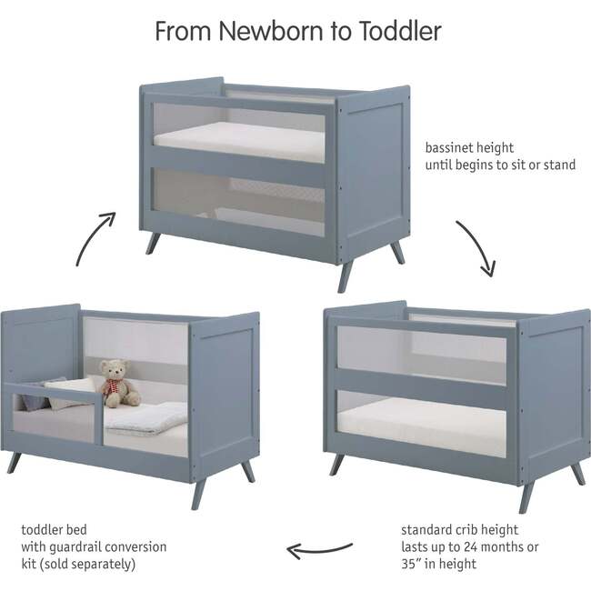 Breathable Mesh Toddler Bed Conversion Kit for 3-in-1 Convertible Crib, Steel Gray - Cribs - 6