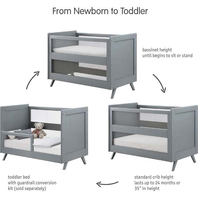 Breathable Mesh Toddler Bed Conversion Kit for 3-in-1 Convertible Crib, Gray - Cribs - 6