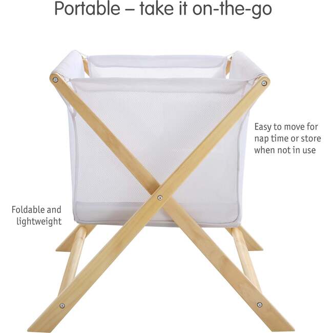 Breathable Mesh Portable Sleeper, Beech & White - Bassinets - 6