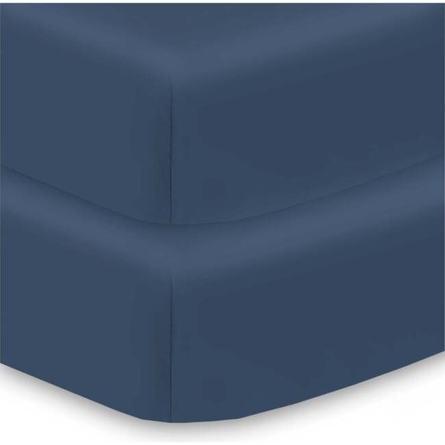 All-in-One Fitted Sheet & Waterproof Cover for Crib Mattresses, 2-Pack, Navy
