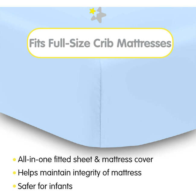 All-in-One Fitted Sheet & Waterproof Cover for Crib Mattresses, 2-Pack, Light Blue - Crib Sheets - 2