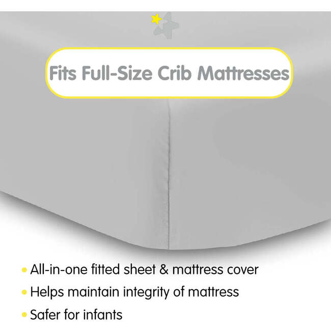 All-in-One Fitted Sheet & Waterproof Cover for Crib Mattresses, 2-Pack, Gray - Crib Sheets - 2