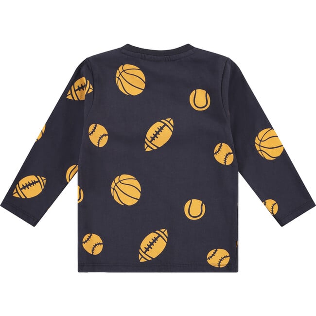 Long Sleeve Tee Shirt, Sport Balls Print - T-Shirts - 2