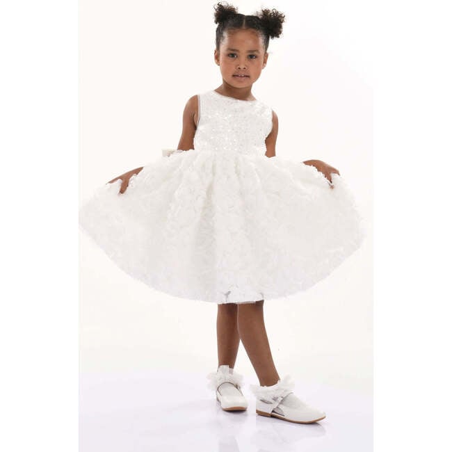 Kreisler Sequin Bow Dress, White - Dresses - 2