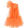 Maggi Neon Bow Tulle Dress, Orange - Dresses - 1 - thumbnail