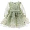 Pradera Glimmer Tulle Bow Dress, Green - Dresses - 1 - thumbnail