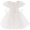 Moneta Floral Bow Dress, White - Dresses - 1 - thumbnail