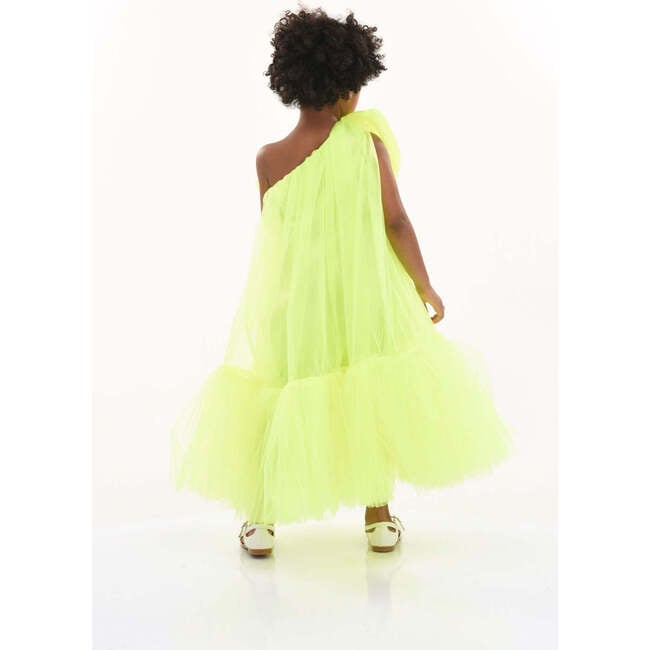 Maggi Neon Bow Tulle Dress, Green - Dresses - 4