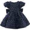 Moneta Floral Bow Dress, Navy - Dresses - 1 - thumbnail