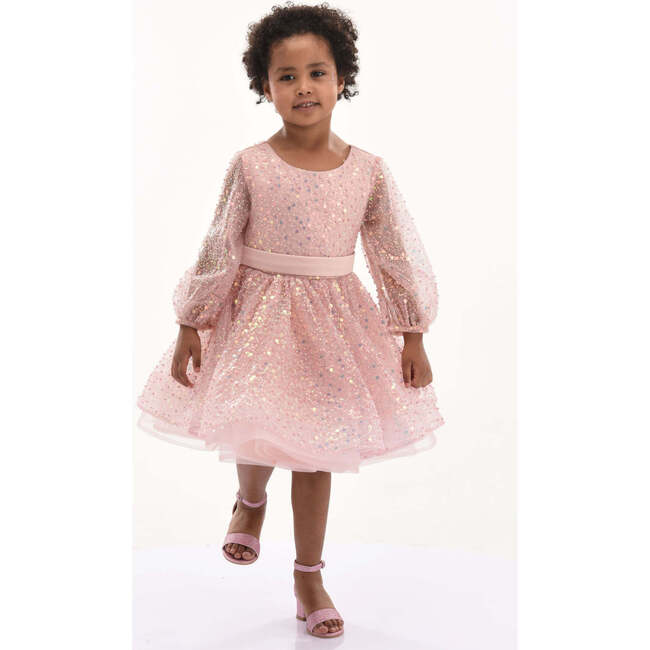 Peach Pradera Glimmer Tulle Bow Dress, Pink - Dresses - 2